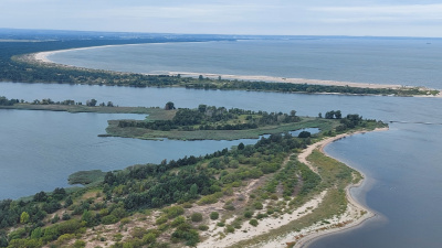 Ujście przekopu Wisły z lotu ptaka