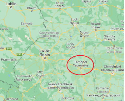 Ternopil is located in the western part of Ukraine about 120 km from Lviv