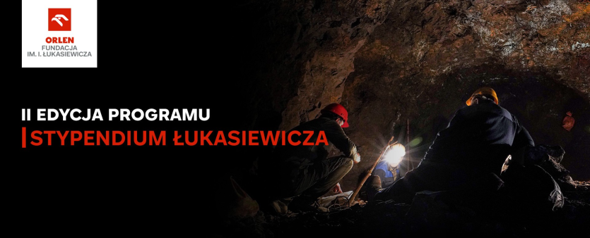 Baner promujący Stypendia Łukasiewicza ze znakiem Fundacji ORLEN im. Ignacego Łukasiewicza