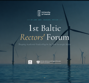 napis 1st Baltic Rectors' Forum, w tle morska elektrownia wiatrowa