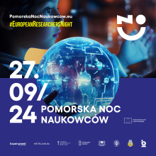 grafika Pomorska Noc Naukowców z kulą ziemską