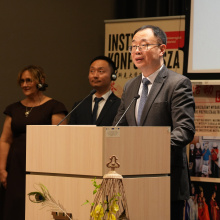 Przemówienie Abasadora ChRL w Polsce, Lu Shana, fot. China's Xinhua News Agency