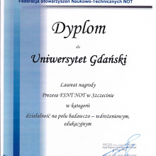 Dyplom dla UG