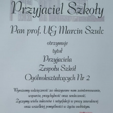 Dyplom Przyjaciela Szkoły