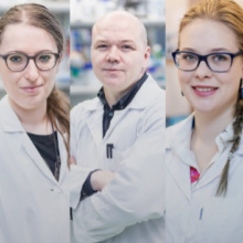 Zespół laboratorium, od lewej: prof. dr hab. Ewa Łojkowska, kierownik laboratorium, dr Agata motyka-Pomagruk, kierownik ds. Jakości, dr inż. Wojciech Śledź, kierownik ds. Technicznych, mgr Weronika Babińska, pracownik laboratorium i dr Natalia Kaczyńska, pracownik laboratorium.