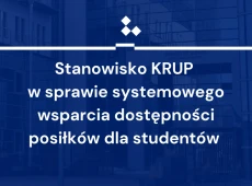 grafika z napisem "Stanowisko KRUP w sprawie systemowego wsparcia dostępności posiłków dla studentów